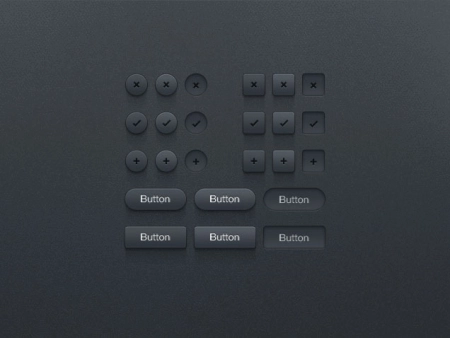 Комплект тёмных кнопок в PSD формате | A set of dark buttons in PSD format