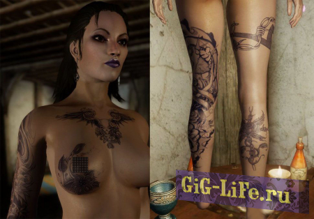 Skyrim — Татуировки для UNP - расширение мода RaceMenu