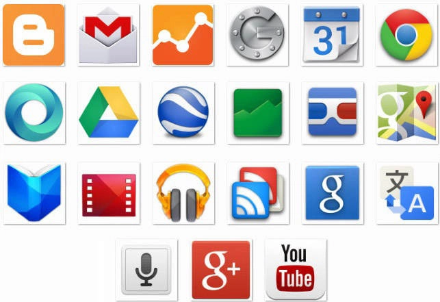Коллекция иконок основных Google приложений | Collection of icons of the main Google apps