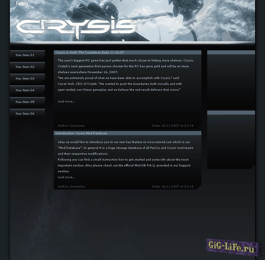 Набор для создания фан-сайта Crytek | Crysis Fan Site Kit