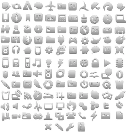 Серые монохромные иконки в формате PNG и размером 128 на 128 пикселей | Gray monochrome icons in PNG format and 128 by 128 pixels in size