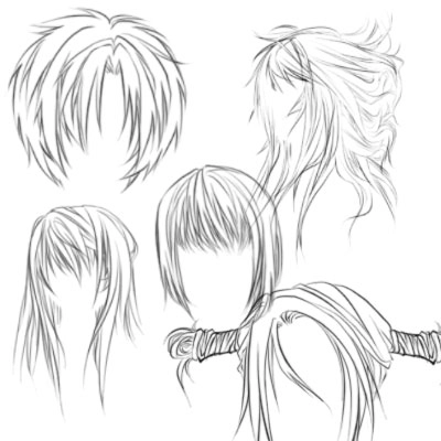 Кисти для фотошопа — Прически в стиле Аниме | Photoshop Brushes — Anime-style Hairstyles