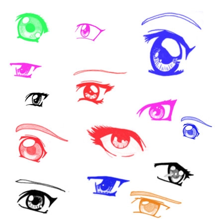 Кисти для фотошопа с аниме глазами | Photoshop brushes with anime eyes